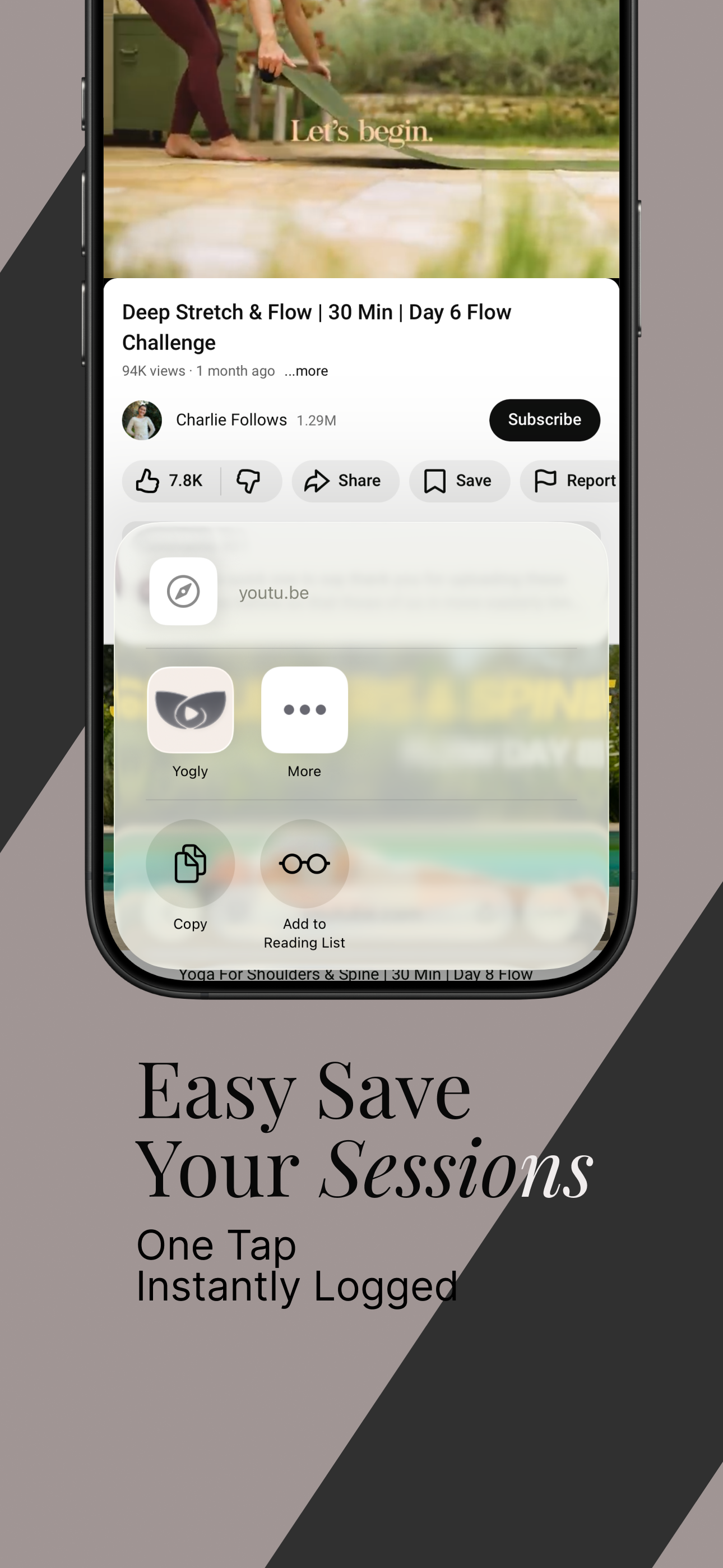 Yogly share extension from YouTube